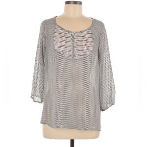 Skies Are Blue Gray and White Boho Top Medium